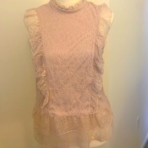 Express Sleeveless Lace Top - Pink